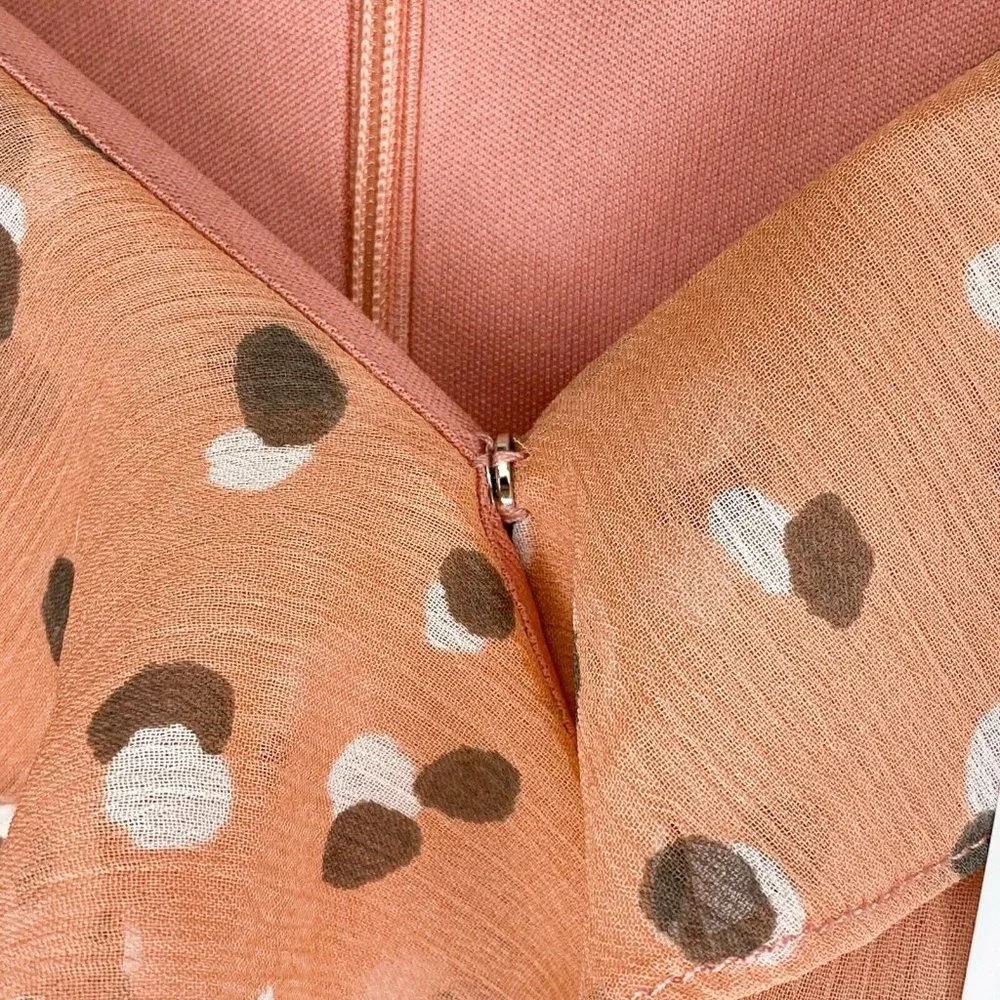 All in Favor Women's M Spaghetti Strap Ruched Front Dress Mauve Spots Dusty Pink - Picture 3 of 11